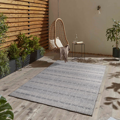 Tapis OVA Extérieur et Intérieur Tissé Plat - Gris & Crème