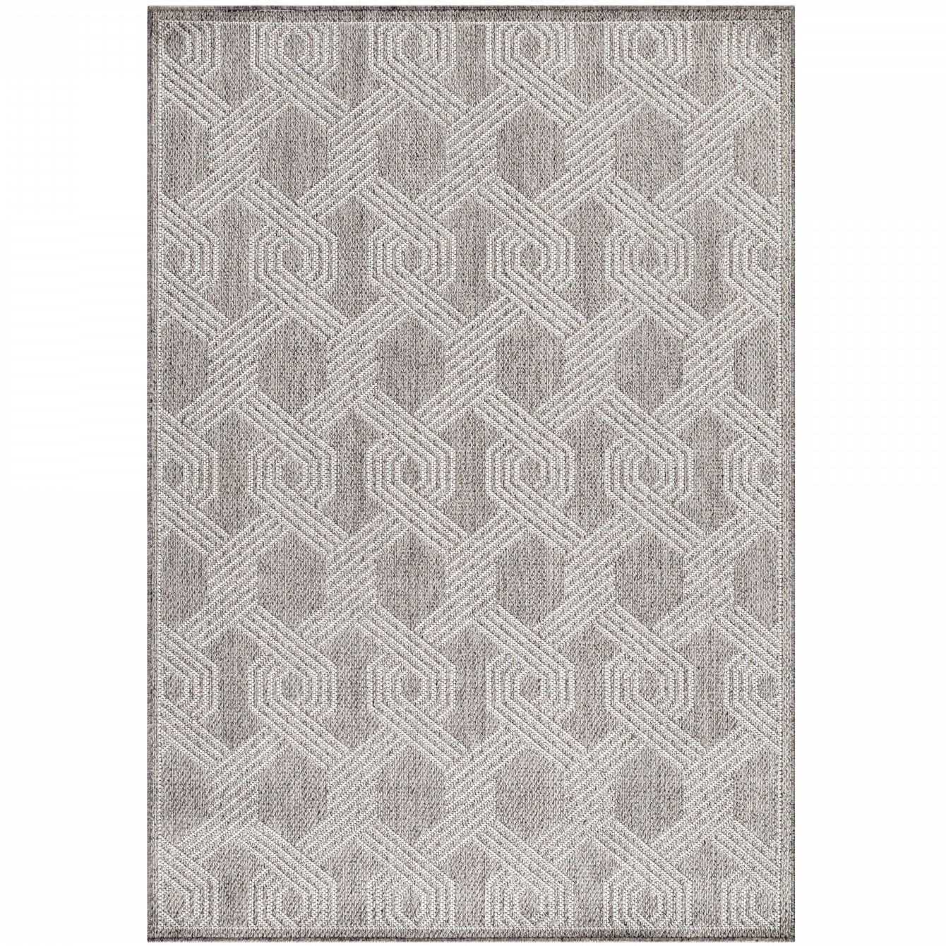 Tapis TRESS Extérieur et Intérieur Tissé Plat - Gris & Crème – STUDIO DECO