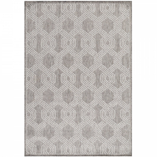 Tapis TRESS Extérieur et Intérieur Tissé Plat - Gris & Crème