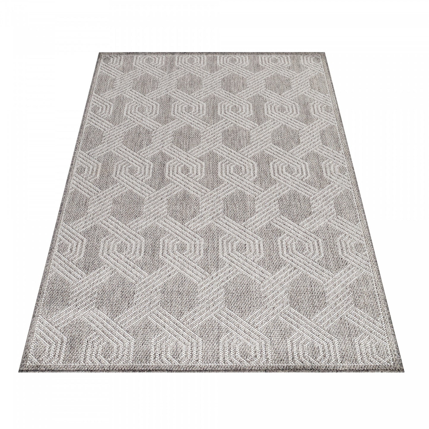 Tapis TRESS Extérieur et Intérieur Tissé Plat - Gris & Crème