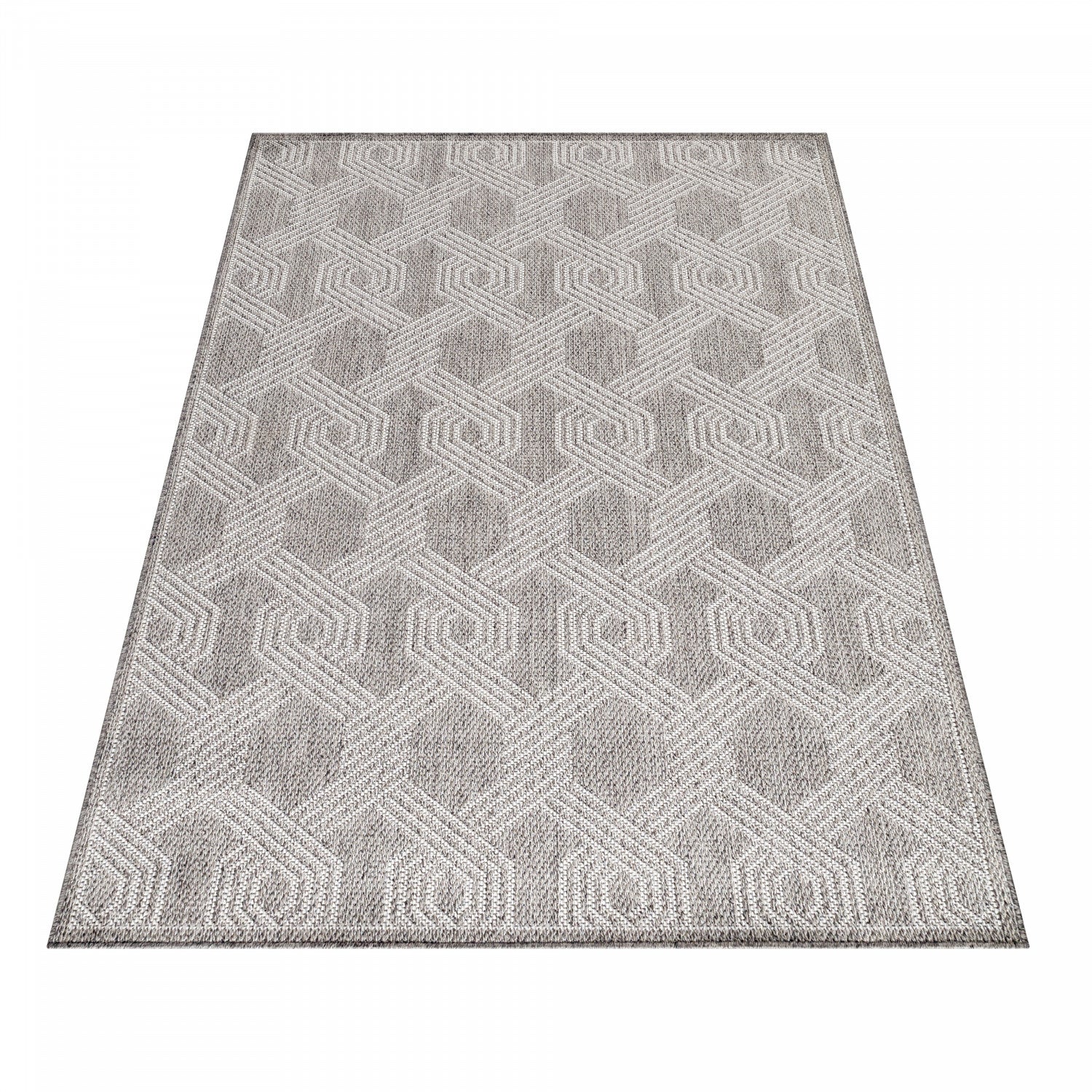 Tapis TRESS Extérieur et Intérieur Tissé Plat - Gris & Crème – STUDIO DECO