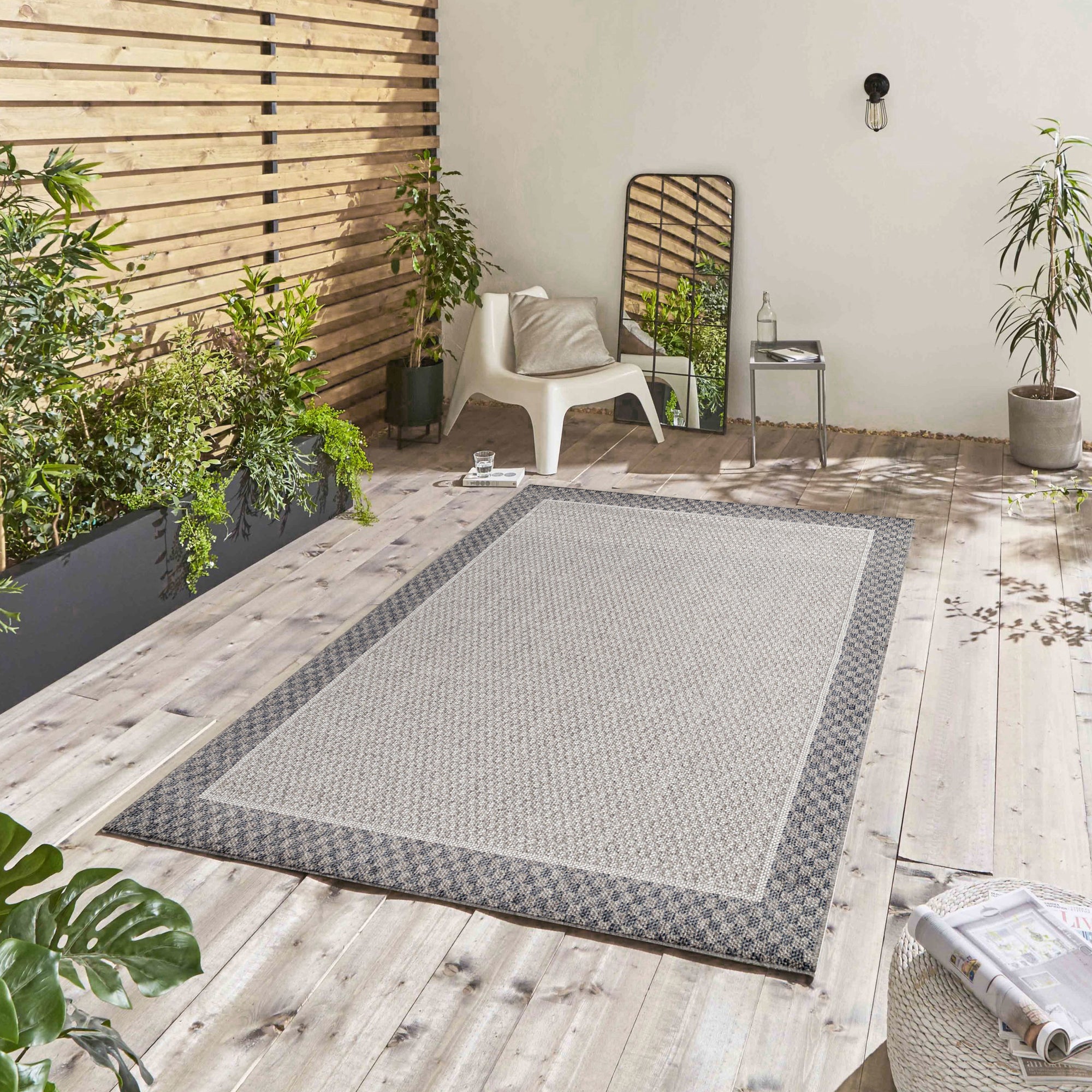 Tapis ROB Extérieur et Intérieur Tissé Plat - Crème & Gris – STUDIO DECO