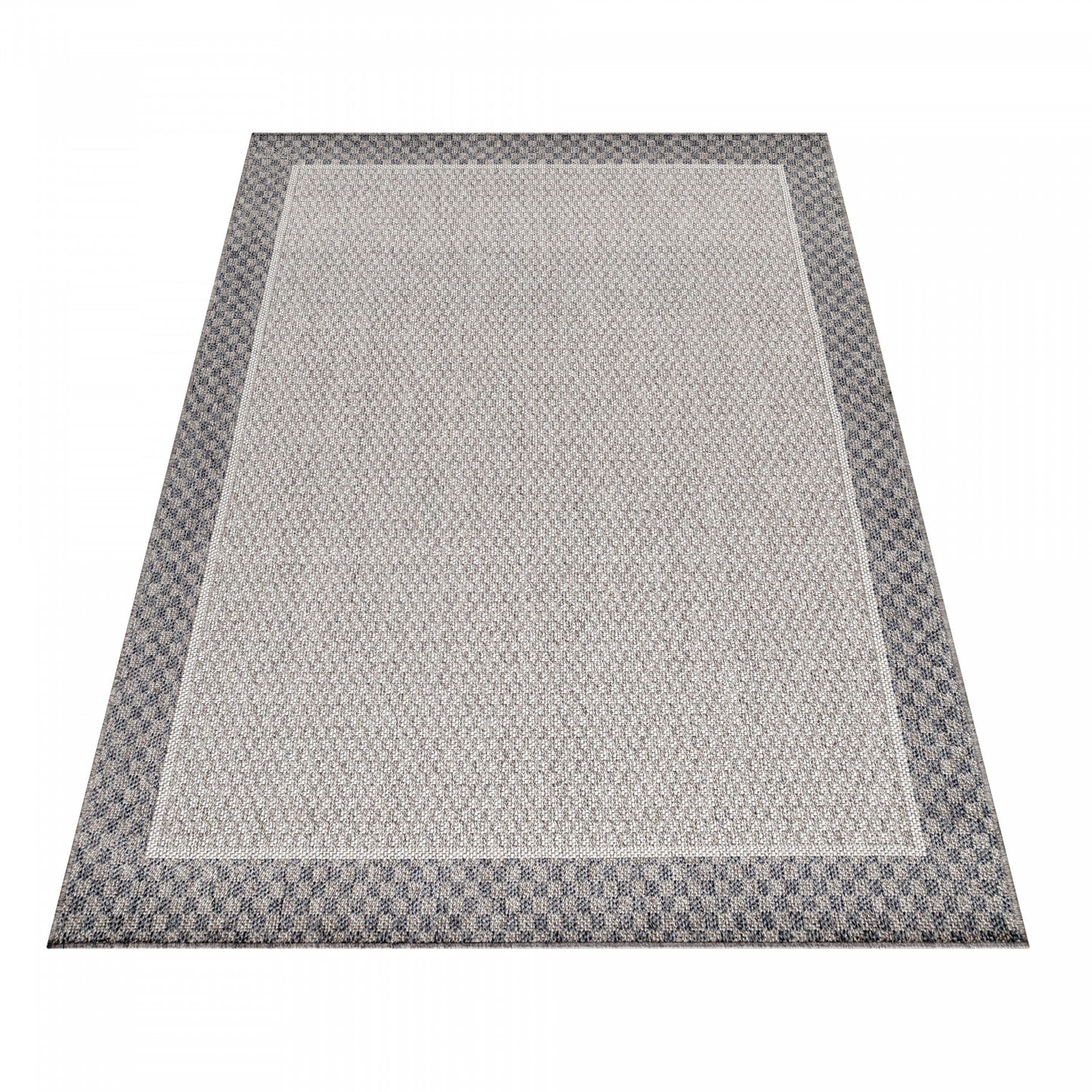 Tapis ROB Extérieur et Intérieur Tissé Plat - Crème & Gris