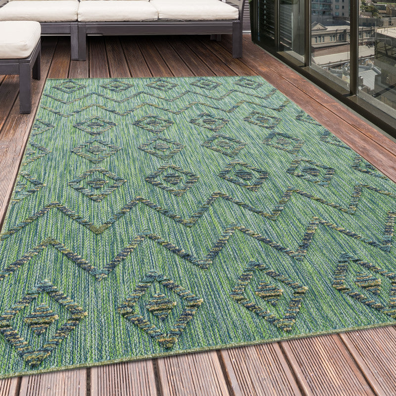 Tapis d'extérieur à relief "Kuta" Vert – STUDIO DECO