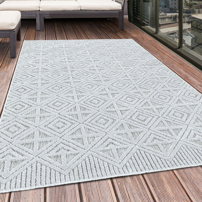 Tapis d'extérieur à relief "Burkit" Gris clair