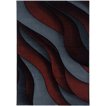 Tapis à motifs vagues - Rouge