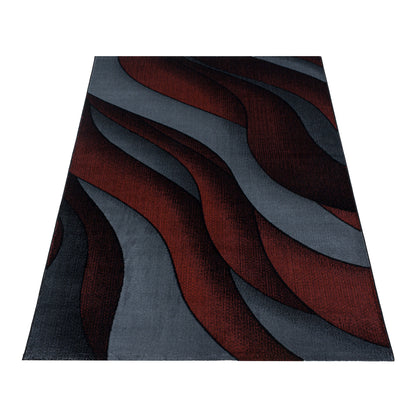 Tapis à motifs vagues - Rouge