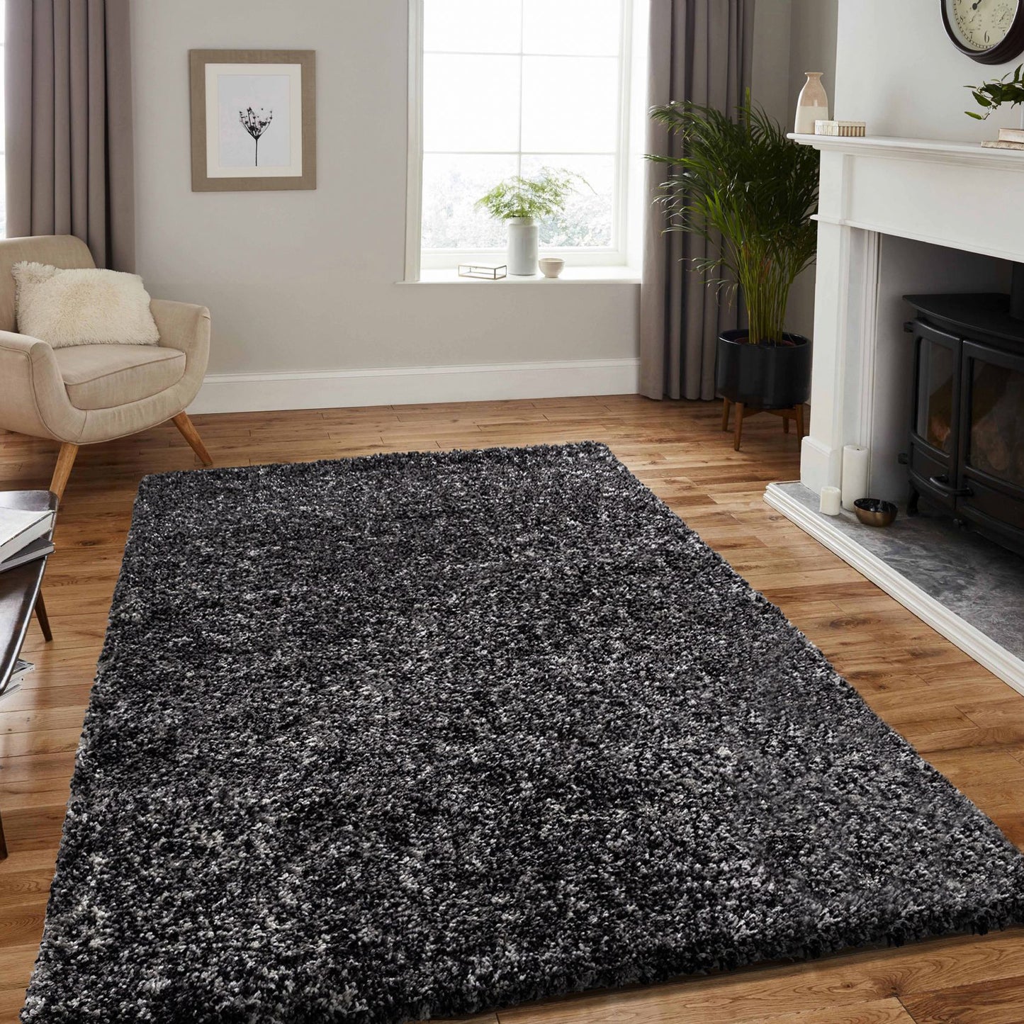 Tapis à poils longs 30mm - Anthracite et Gris