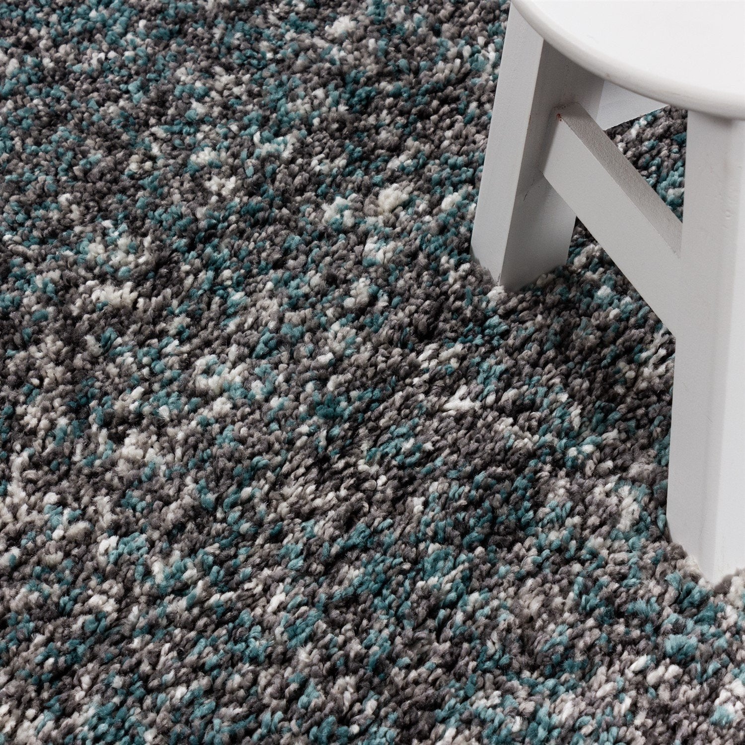 Tapis à poils longs 30mm - Bleu et Blanc – STUDIO DECO