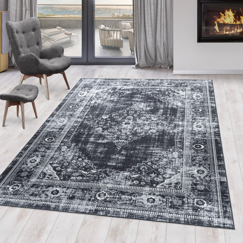 Tapis style Persan Noir lavable en machine – STUDIO DECO