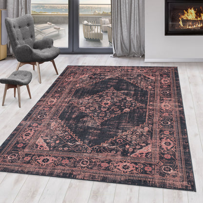 Tapis style Persan Rouge lavable en machine