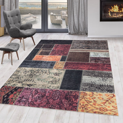 Tapis Patchwork multicolore lavable en machine