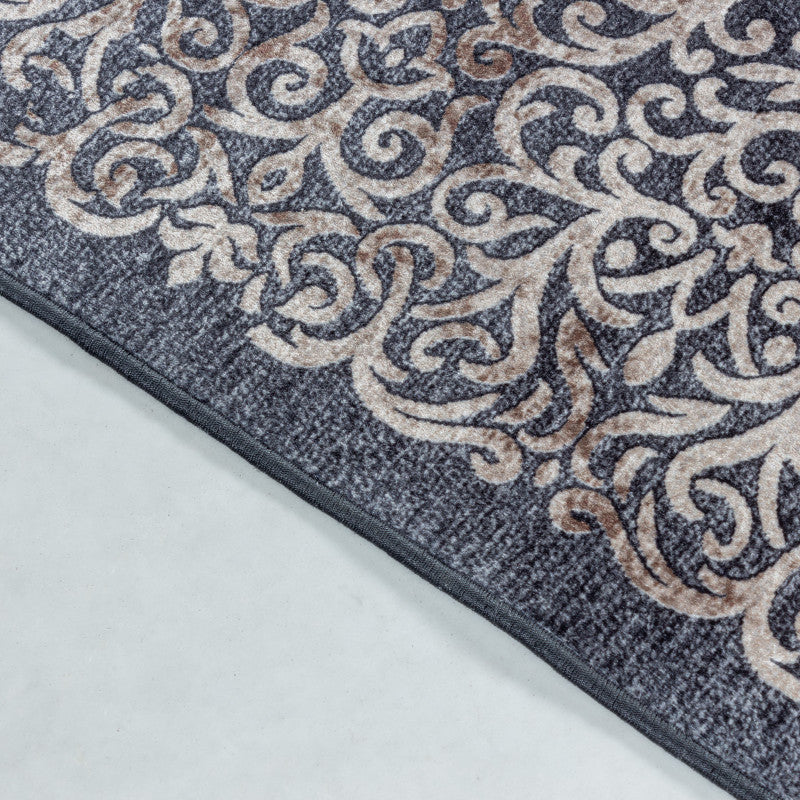 Tapis Baroque Noir et Beige lavable en machine – STUDIO DECO