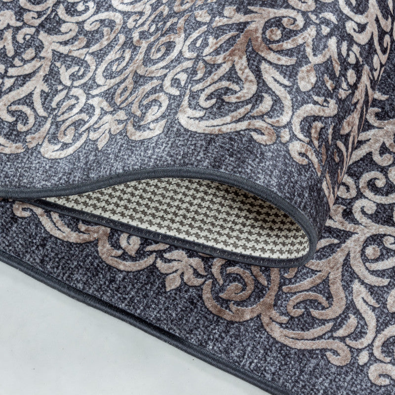 Tapis Baroque Noir et Beige lavable en machine – STUDIO DECO