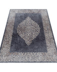 Tapis Baroque Noir et Beige lavable en machine – STUDIO DECO