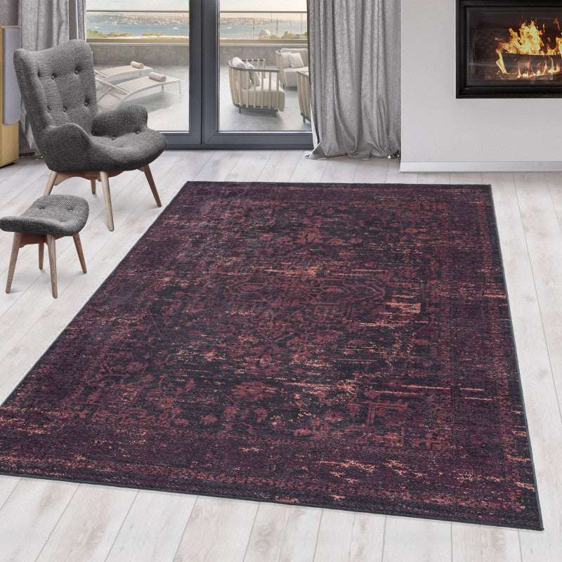 Tapis Kilim Noir et Violet lavable en machine