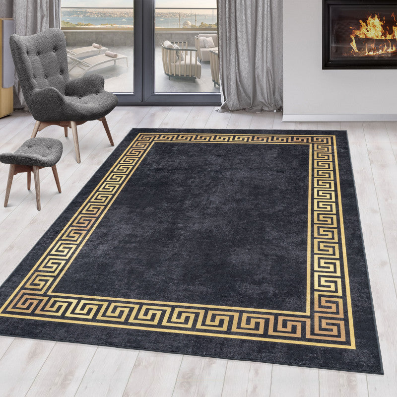 Tapis Noir et Gold lavable en machine – STUDIO DECO