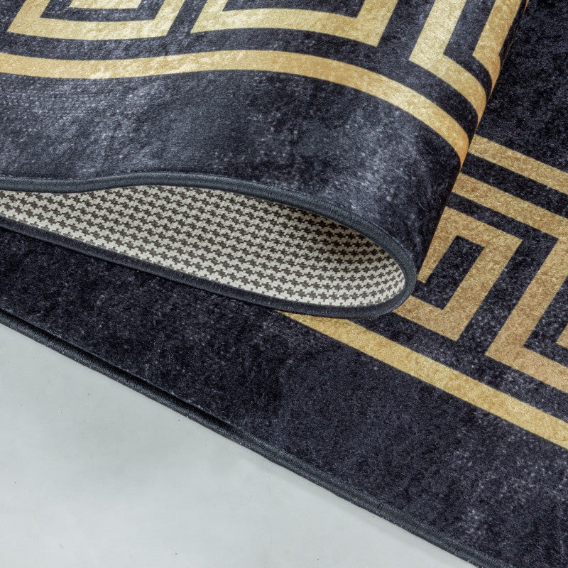 Tapis Noir et Gold lavable en machine