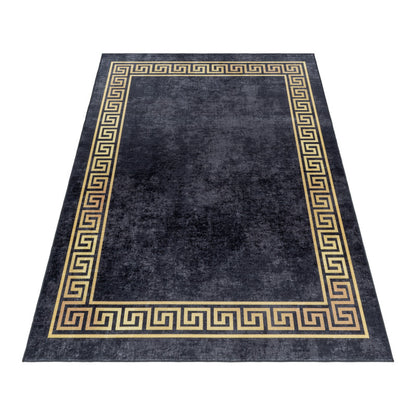 Tapis Noir et Gold lavable en machine