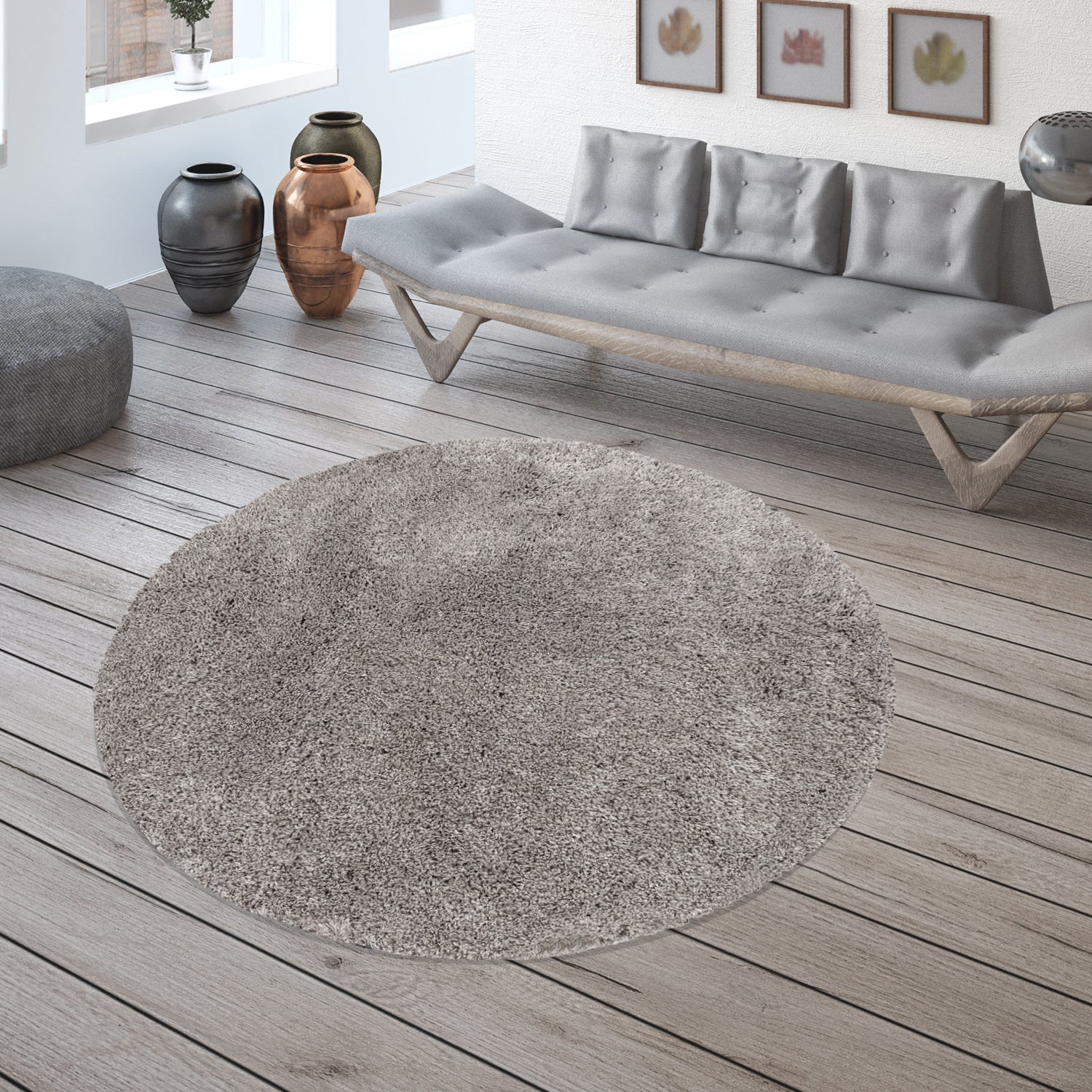 Tapis Rond à poils longs - Beige – STUDIO DECO