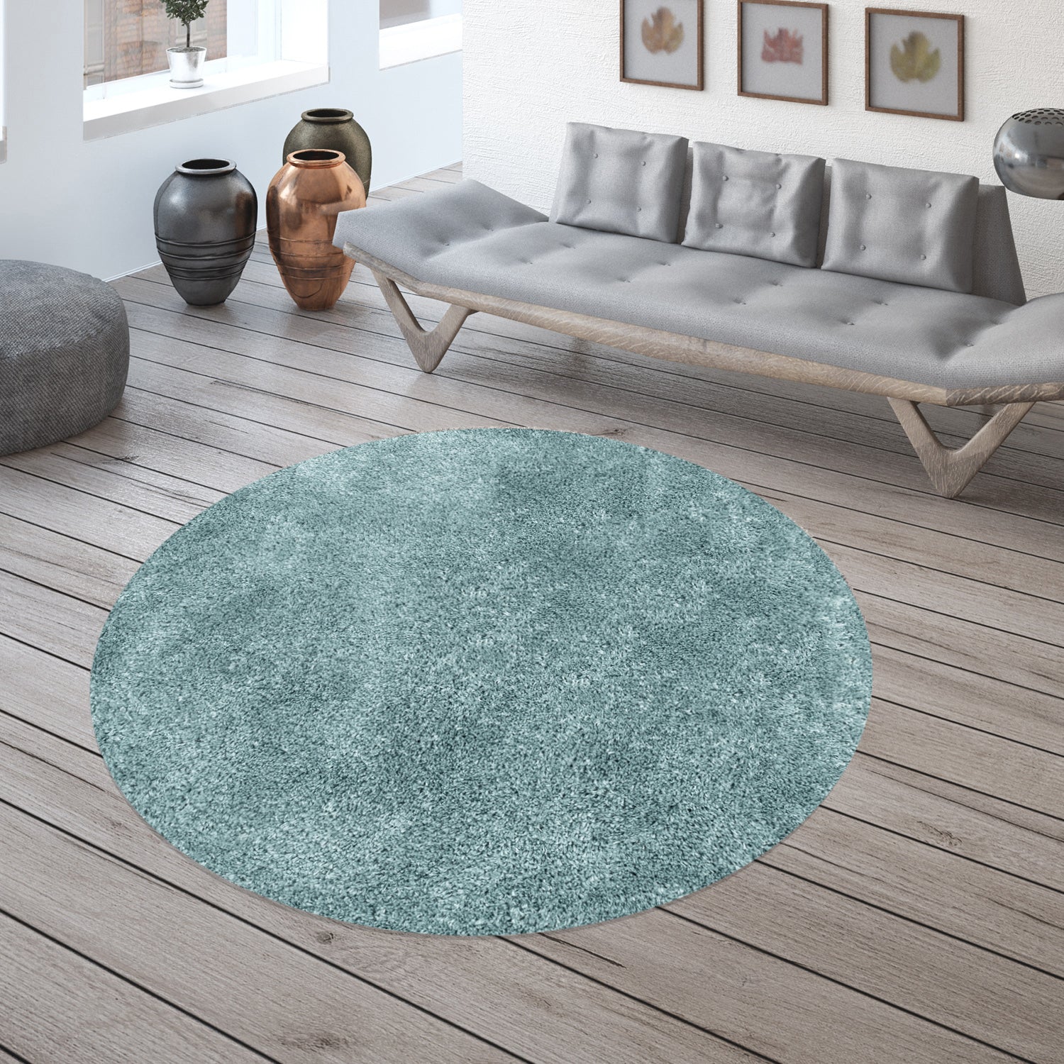 Tapis Rond à poils longs - Bleu Pastel – STUDIO DECO