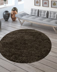 Tapis Rond à poils longs - Marron – STUDIO DECO