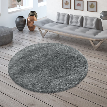 Tapis Rond à poils longs COSY - Gris clair