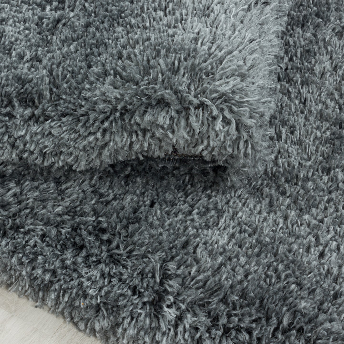 Tapis Rond à poils longs COSY - Gris clair