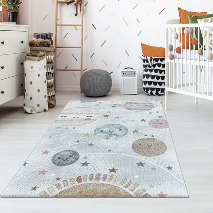 Tapis d'enfant PLANETES Crème