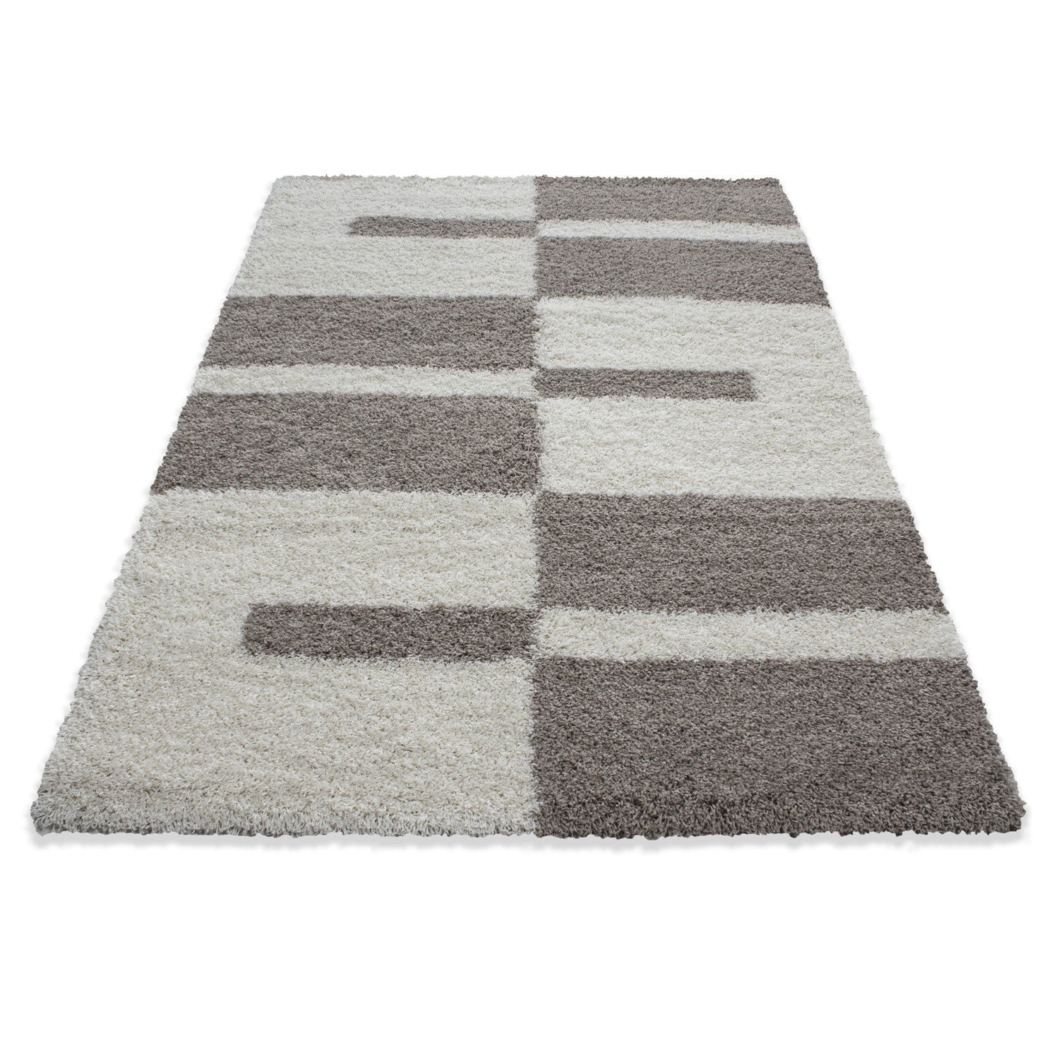Tapis Shaggy à motifs Traits - Beige et ivoire – STUDIO DECO
