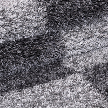 Tapis Shaggy à motifs Traits - Gris et anthracite