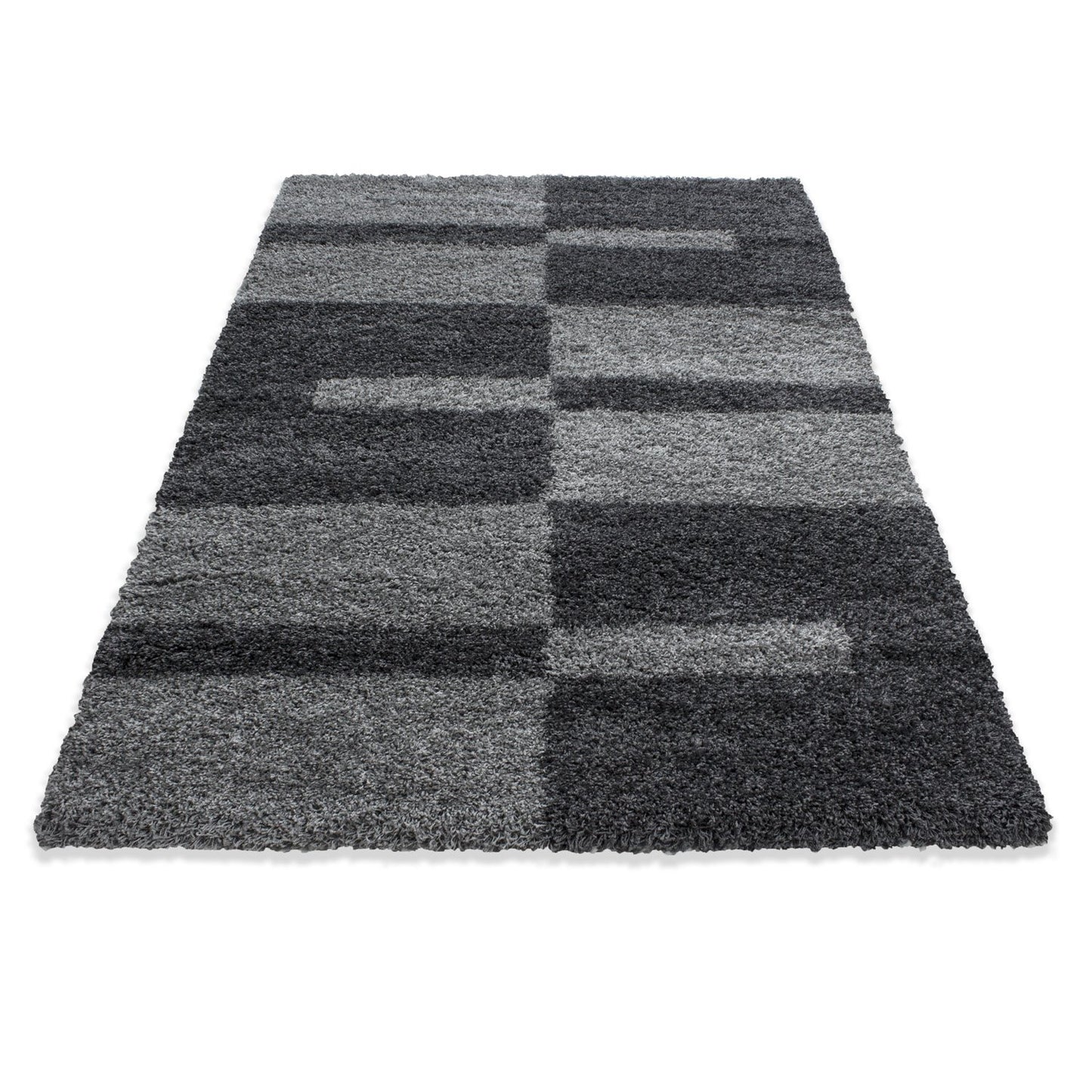 Tapis Shaggy à motifs Traits - Gris et anthracite