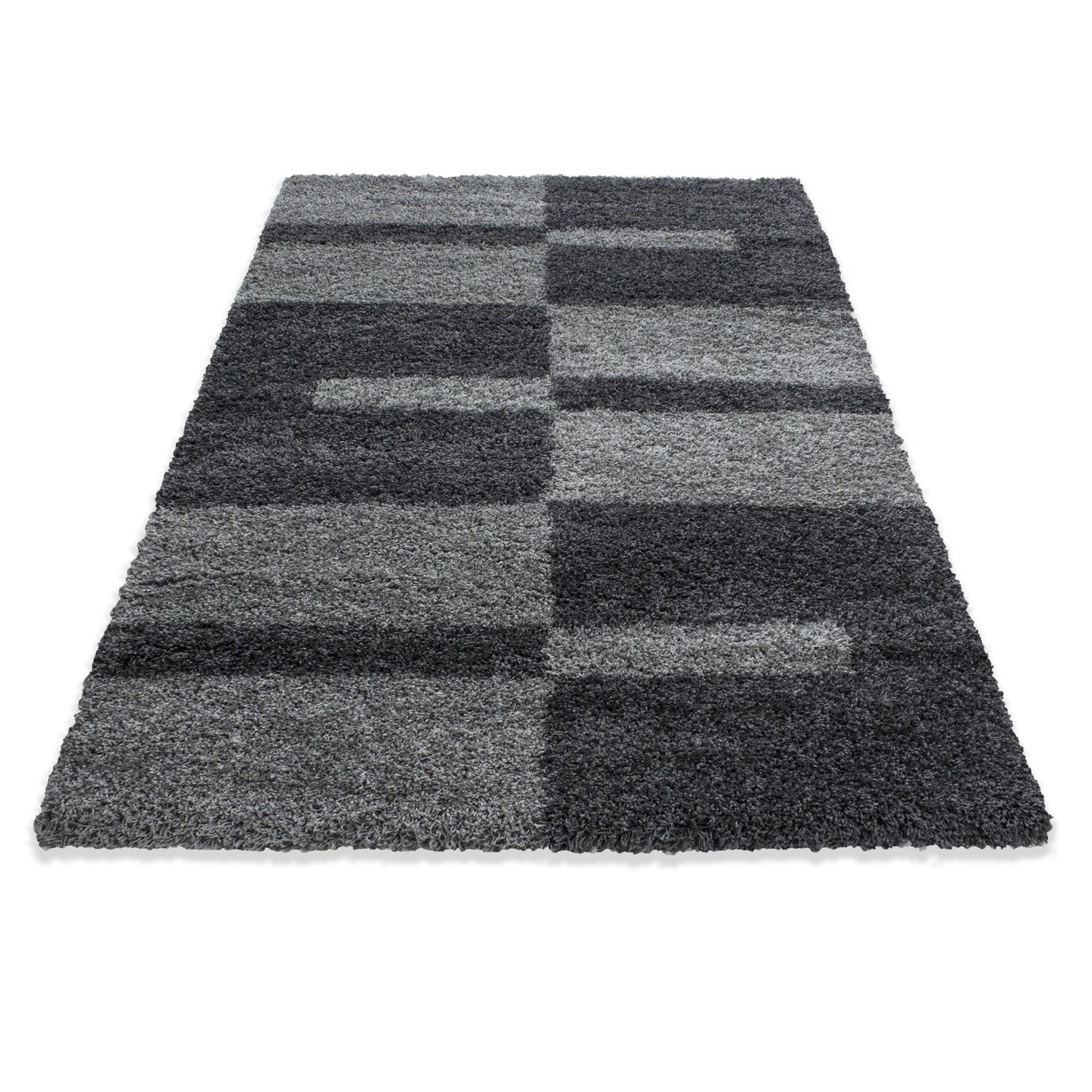 Tapis Shaggy à motifs Traits - Gris et anthracite – STUDIO DECO