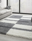 Tapis Shaggy à motifs Traits - Gris clair et Ivoire – STUDIO DECO