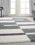 Tapis Shaggy à motifs Traits - Lila et Gris – STUDIO DECO