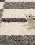 Tapis Shaggy à motifs Traits - Lila et Gris – STUDIO DECO