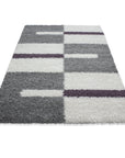 Tapis Shaggy à motifs Traits - Lila et Gris – STUDIO DECO