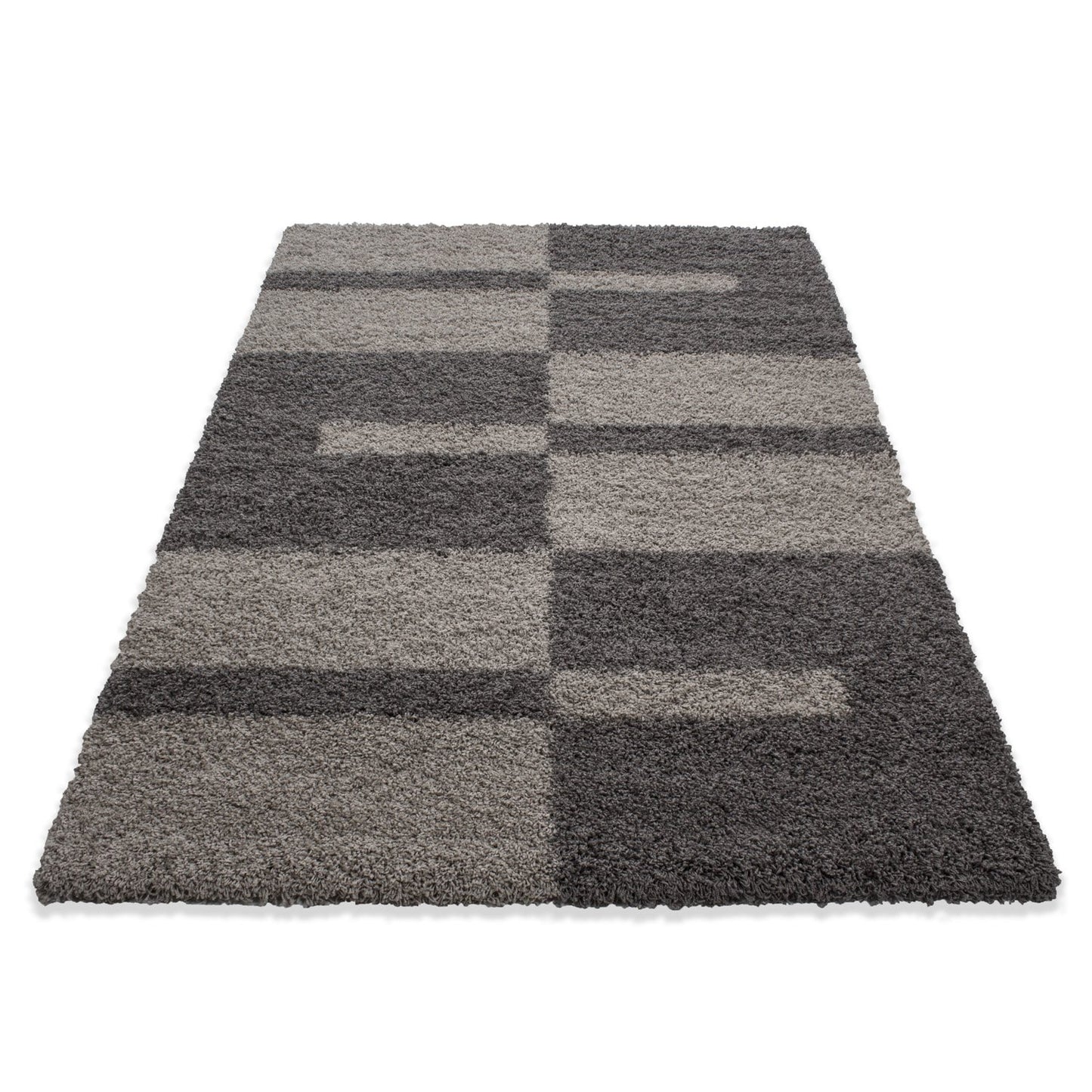 Tapis Shaggy à motifs Traits - Taupe et Beige