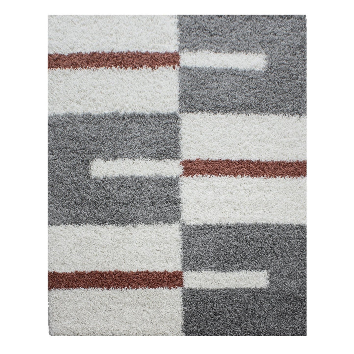 Tapis Shaggy à motifs Traits - Terra et Gris