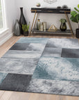 Tapis Géométrique effet vieilli - Gris et Bleu – STUDIO DECO
