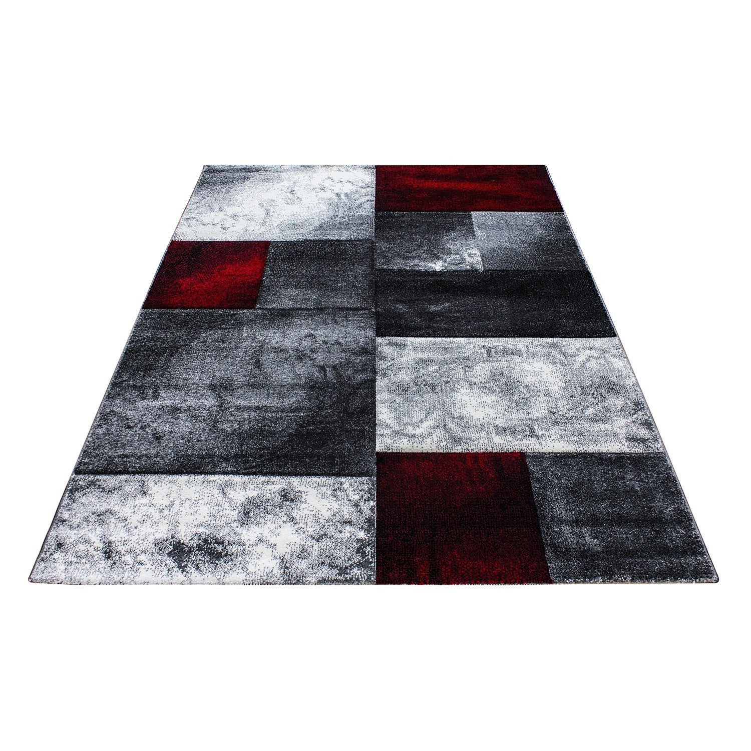 Tapis Géométrique effet vieilli - Gris et Rouge – STUDIO DECO