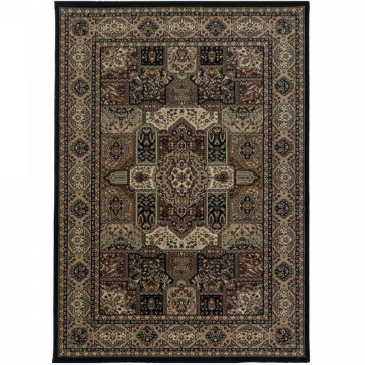 Tapis d'Orient "Mumbai" - Noir et Beige