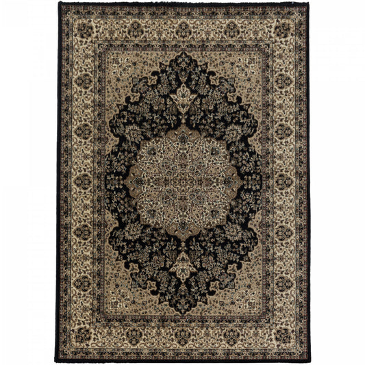 Tapis d'Orient "Ahmedabad" - Noir et Beige