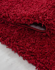 Tapis Shaggy Uni Rond - Rouge – STUDIO DECO