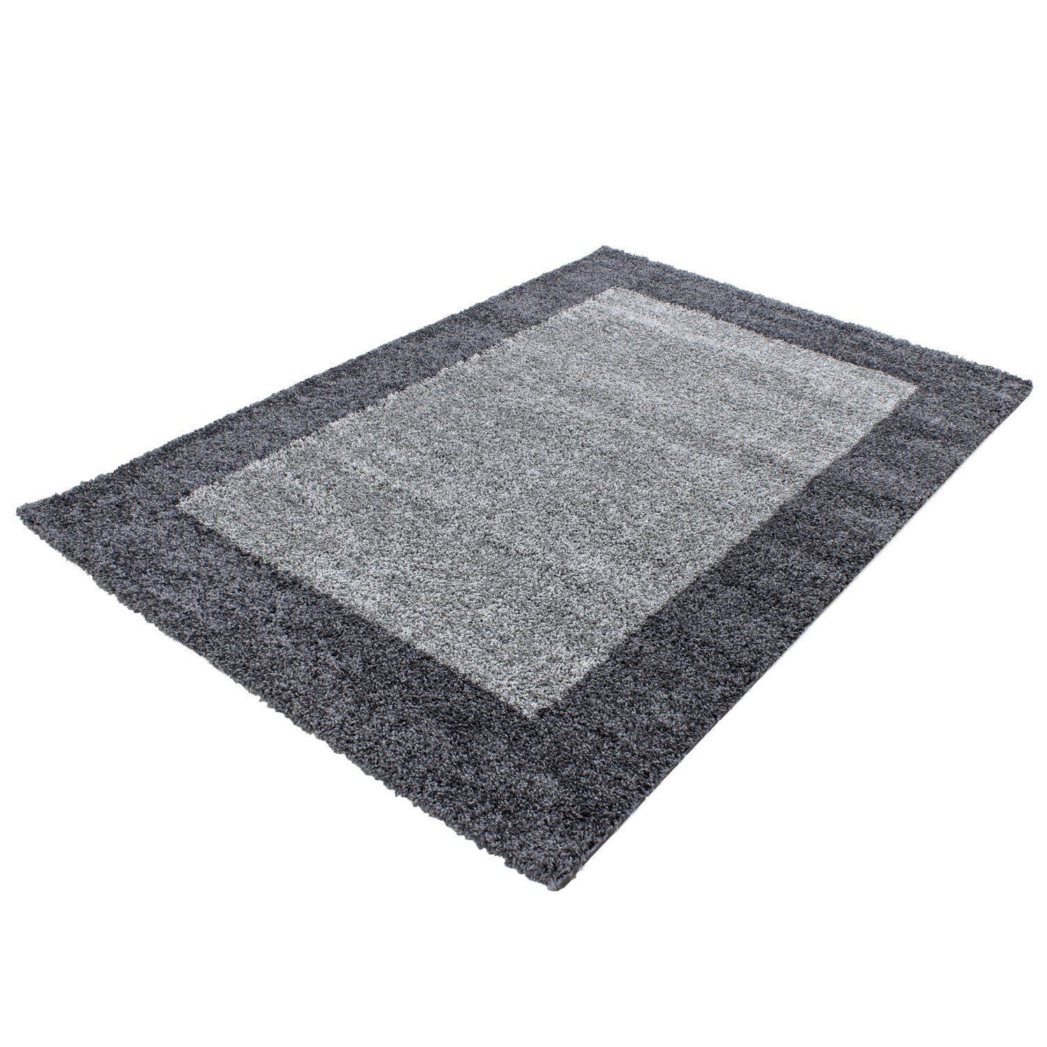 Tapis Shaggy à Bordures - Gris Clair – STUDIO DECO