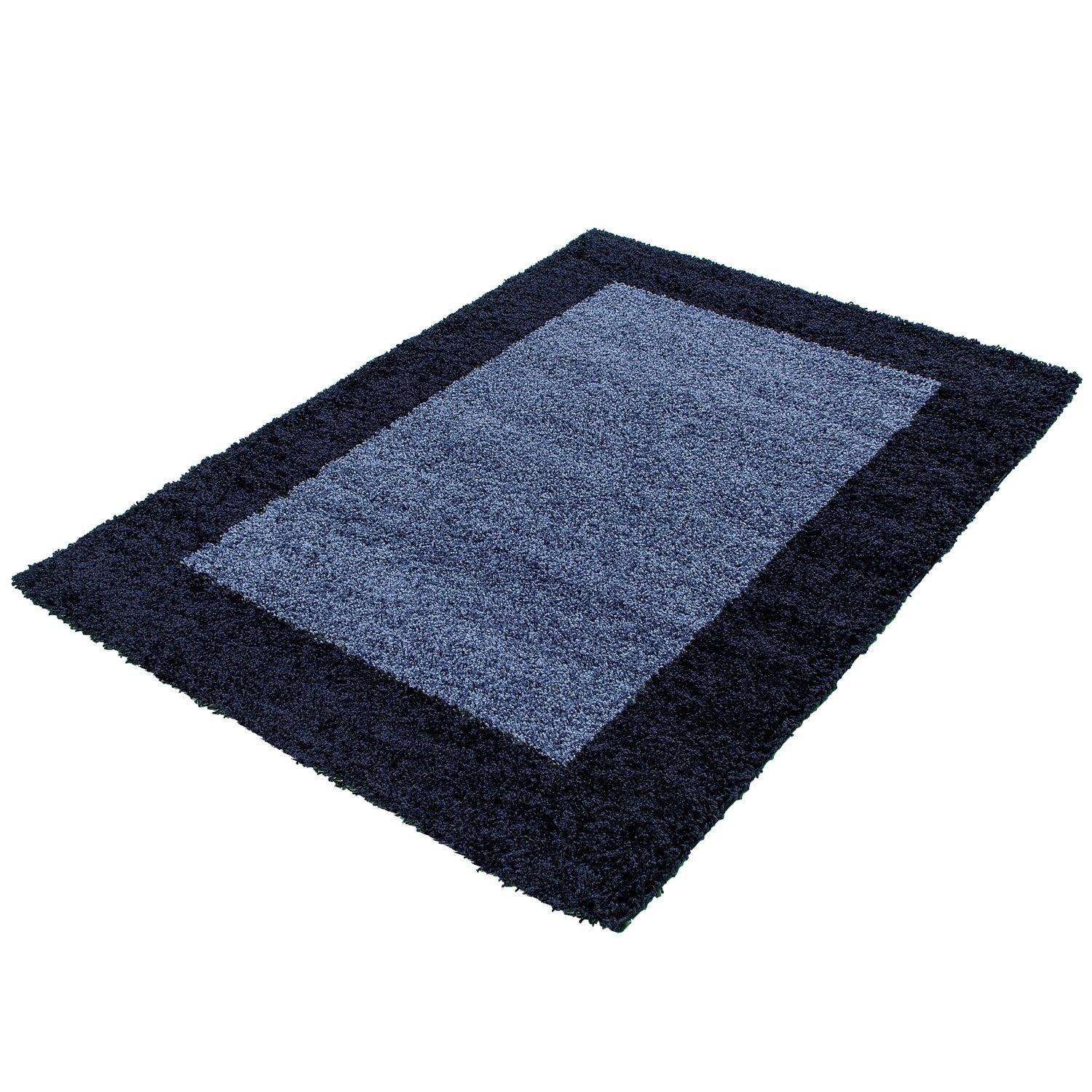 Tapis Shaggy à Bordures - Bleu – STUDIO DECO