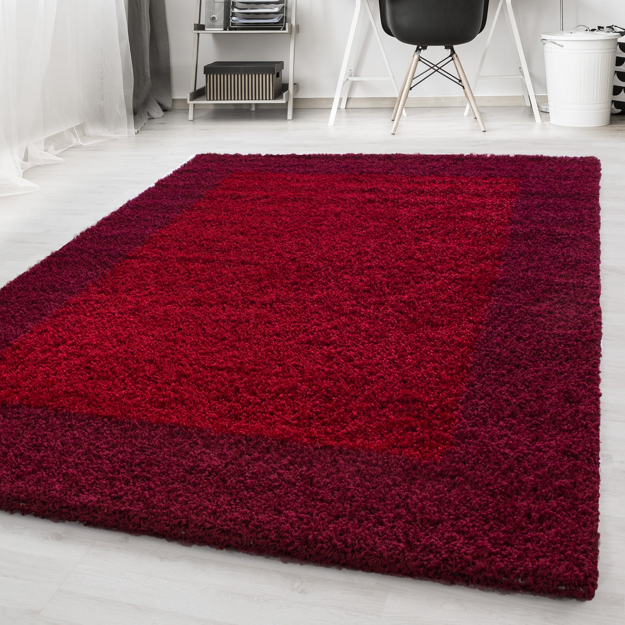 Tapis Shaggy à Bordures - Rouge – STUDIO DECO