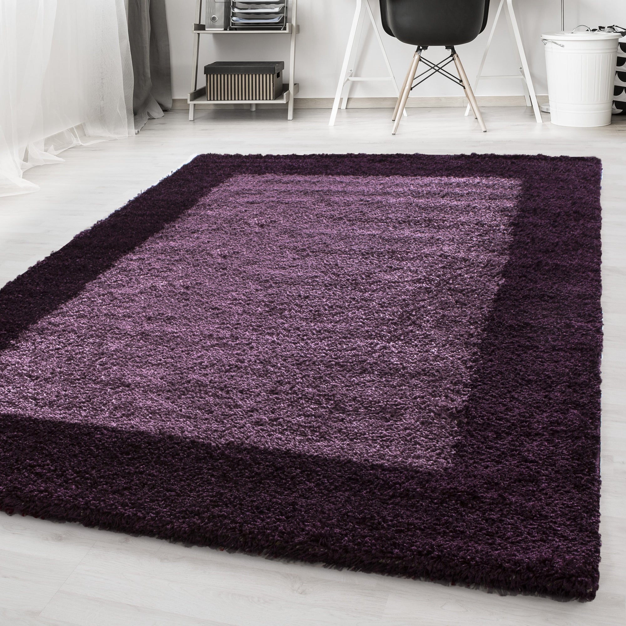 Tapis Shaggy à Bordures - Violet – STUDIO DECO
