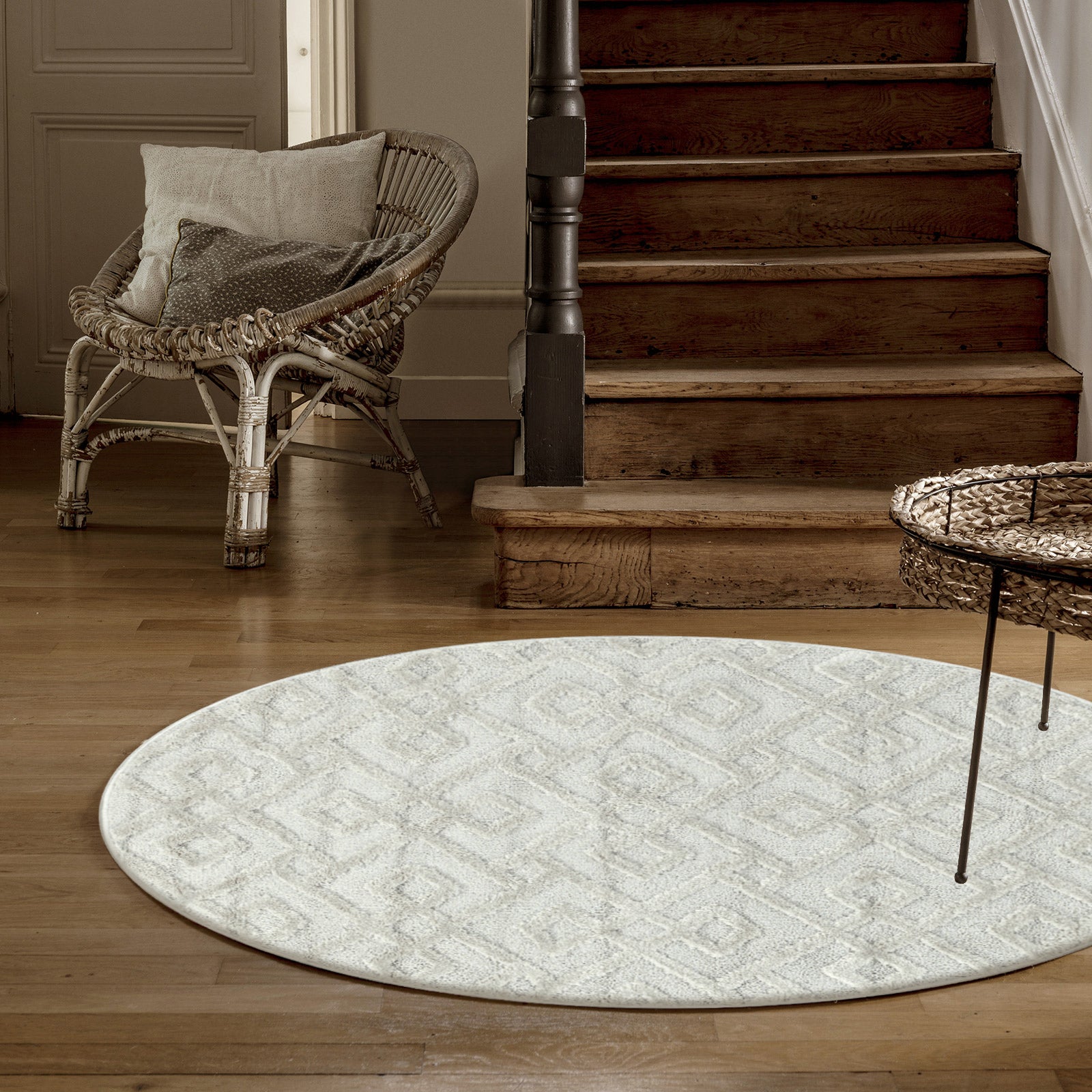 MUDA - Tapis Berbère Rond à relief - Crème – STUDIO DECO