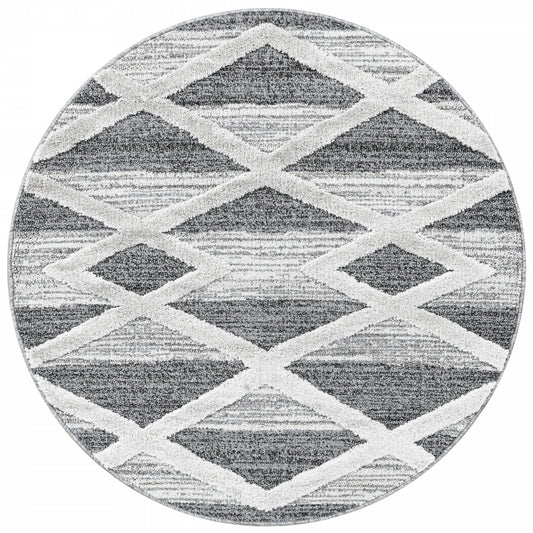 Tapis TIZAS Berbère Rond à relief - Crème & Gris